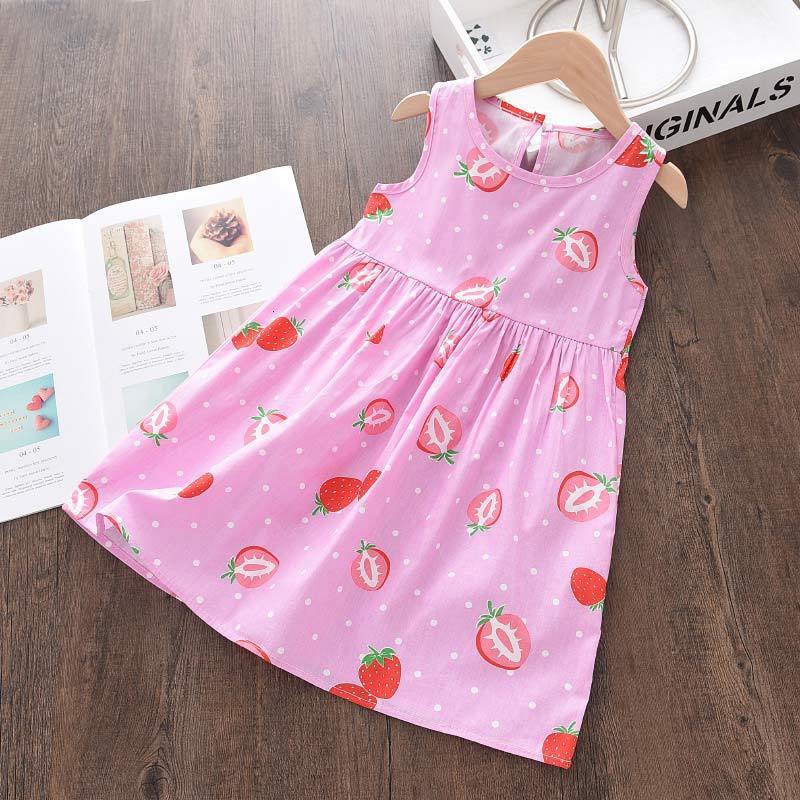 Girls Dresses Bear Leader Summer Girls Dress Casual Princess Dresses Sleeveless Print Flower Costumes Kids Vestidos Cotton Floral Dress 27Y 230506
