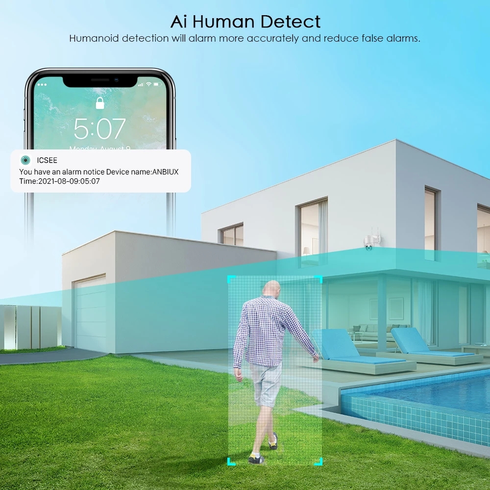 8MP 5MP Wireless PTZ Camera HD 1080P Color Night Vision Wifi IP Camera Outdoor H.265 5MP Ai Auto Tracking CCTV Surveillance Cam