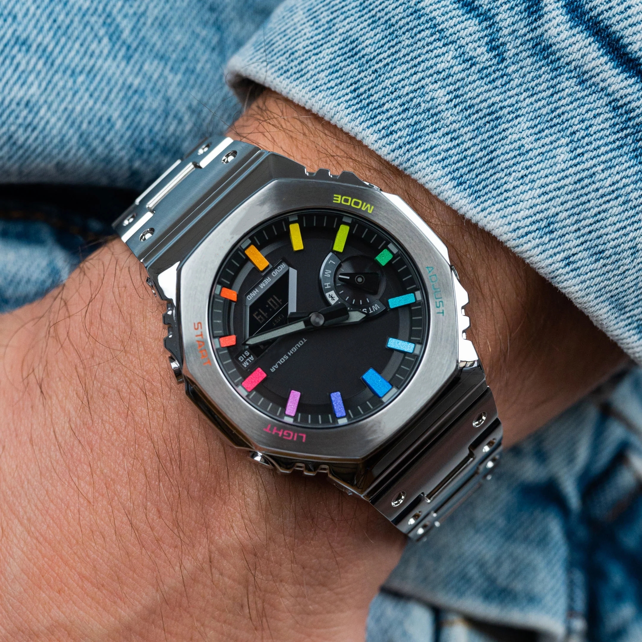 GM-B2100 Sports Quartz Digital Unisex Watch Original shock watch Rainbow alloy dial LED folding clasp oak series
GM-B2100 Sports Quartz Digital Unisex Watch Original shock watch Rainbow alloy dial LED folding clasp oak series