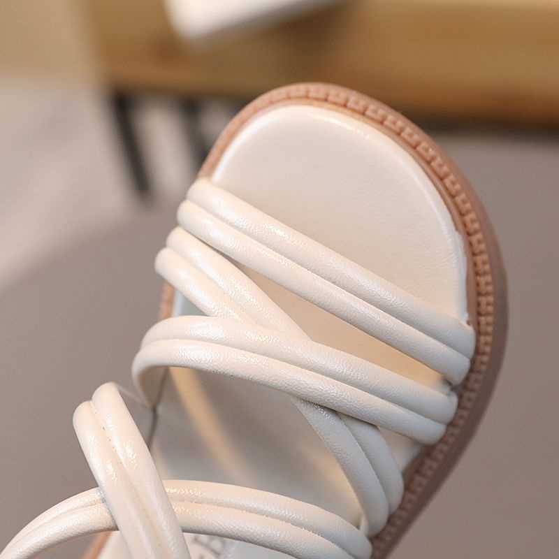 Sandals 2023 Casual Solid Toddler Girls Sandals Summer Leather Zipper Kids Beach Shoes Non Slip Soft Sole Children Sandals z250708YYAQ