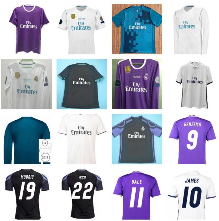 2016 2017 2018 real madrids soccer jersey 16 17 18 BALE BENZEMA MODRIC Retro football shirts Vintage ISCO Maillot SERGIO RAMOS MARCELO Camiseta long and short shirt