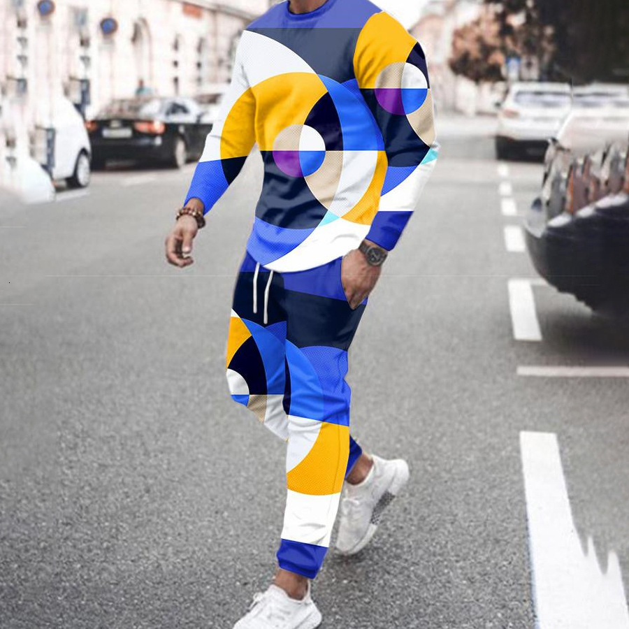 Men's Tracksuits Men Clothes Set Fashion Long Sleeved T ShirtTrousers Casual Tracksuit 2 Piece Suit 3D Printed Male Sportswear Streetwear 230508
