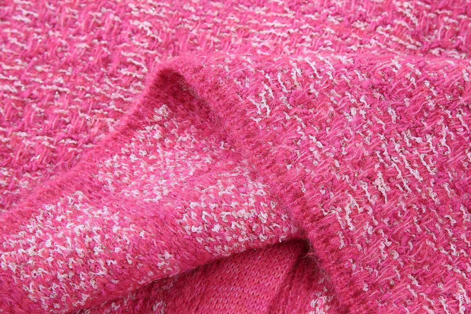 Womens rose pink color 2 pc dress suit single breasted short sweater and skirt twinset SML