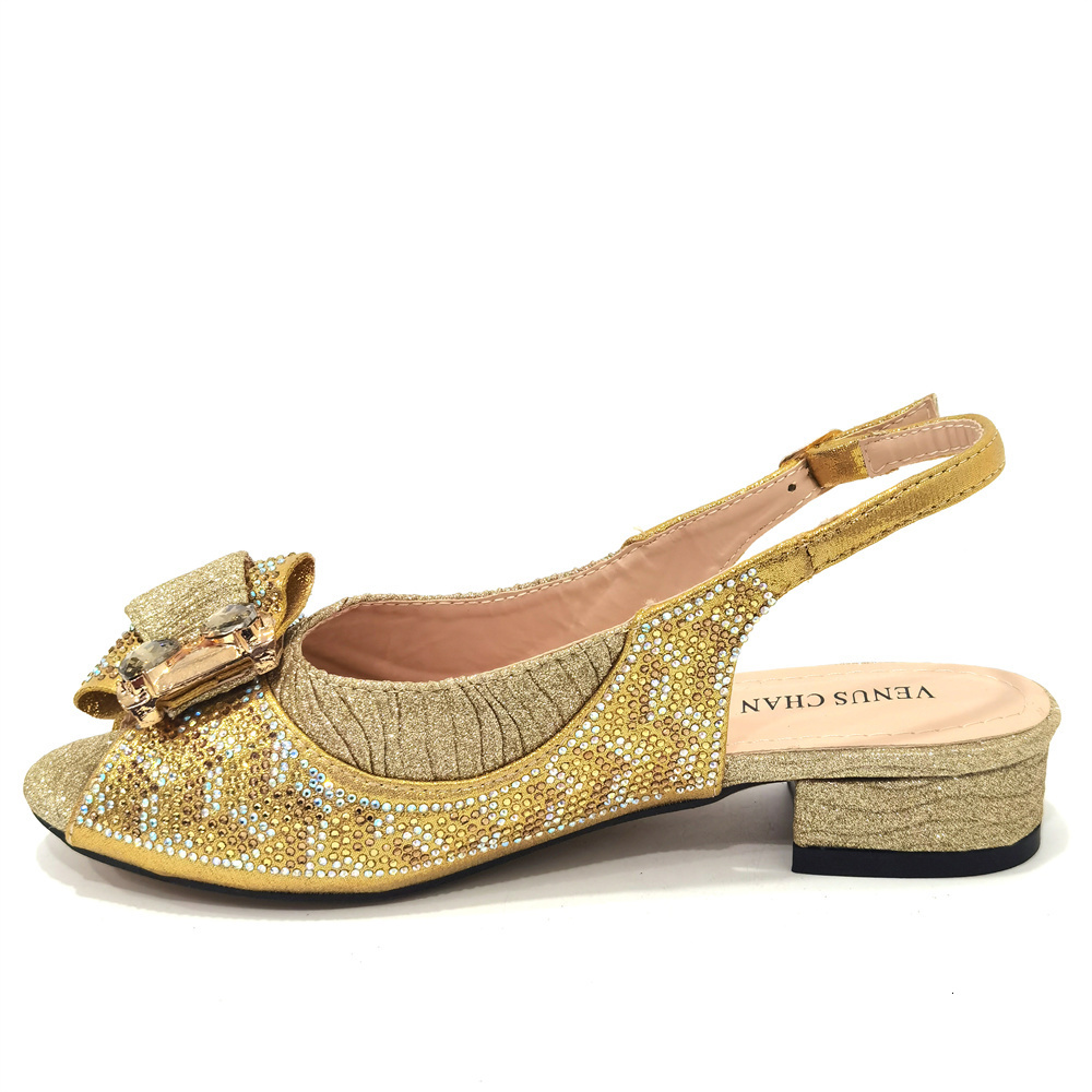 2025 new Sandals 804-Gold Color Bags Match Fashion for Nigeria Bag and set to Women Party Shoes 230506