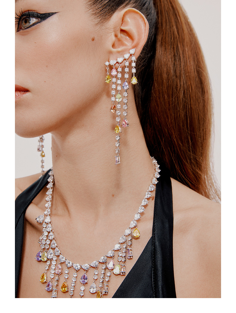 Trendy Water Drop Diamond Necklace 925 Sterling Silver Party Wedding Pendants Necklace For Women Bridal Engagement Jewelry Gift