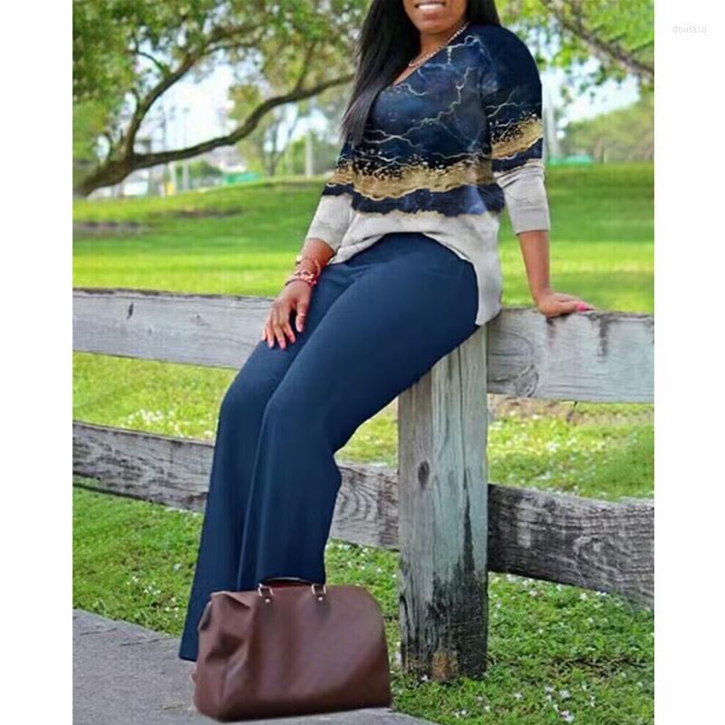 Women's Two Piece Pants Women Tracksuit Elegant Fashion Tie Dye Print V Neck Long Sleeve Shirt Top High Waist Wide Leg Set, Blue
Women's Two Piece Pants Women Tracksuit Elegant Fashion Tie Dye Print V Neck Long Sleeve Shirt Top High Waist Wide Leg Set, Blue