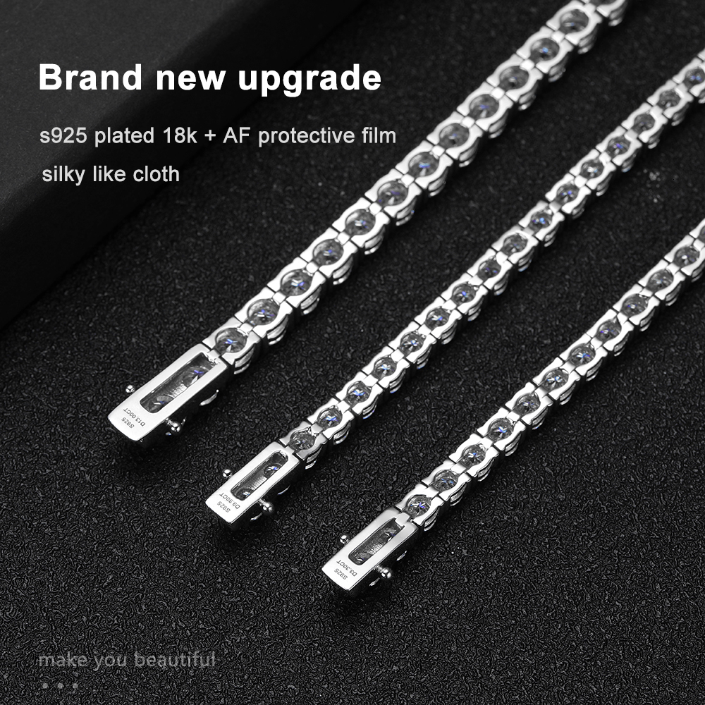 Chain KNOBSPIN D VVS1 Tennis Bracelet Original s925 Sterling Silver Plated 18k White Gold with GRA Bracelets for Women Man 230506