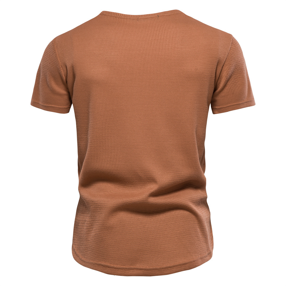 Men's T-Shirts AIOPESON Waffle Men's t-shirts Solid Color O-neck Short Sleeve Casual T-shirts for Men Summer Basic Breathable Tops Tee Men 2