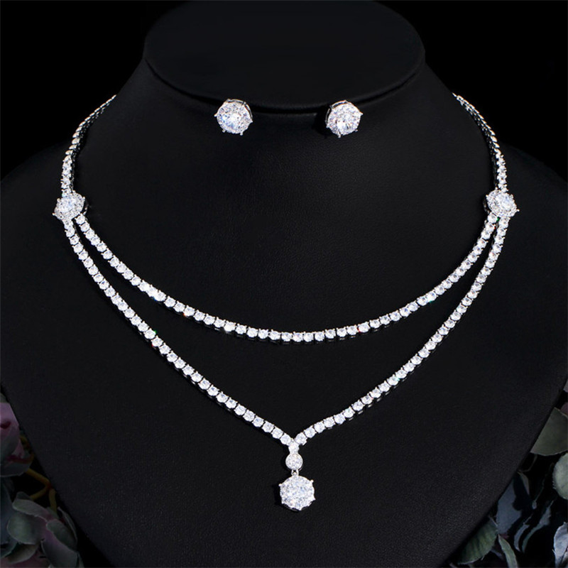 Multilayer Luxury White AAA Cubic Zirconia Jewelry Set Designer Woman Tennis Necklace Earrings Copper Necklaces Chain Choker for Bride Wedding Engagement Gift Box
Multilayer Luxury White AAA Cubic Zirconia Jewelry Set Designer Woman Tennis Necklace Earrings Copper Necklaces Chain Choker for Bride Wedding Engagement Gift Box