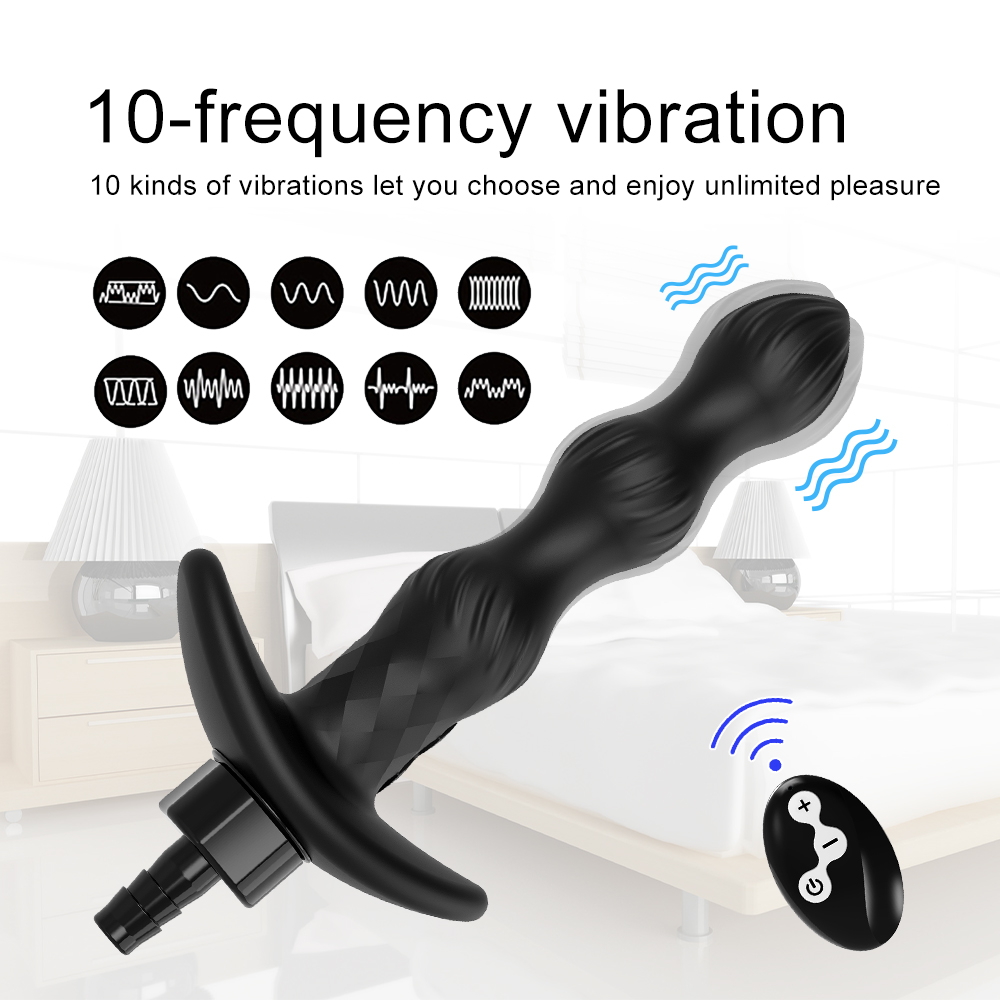 Vibromasseur de massage de la prostate en tissu avec Anus Douche Enema Cleaner Télécommande Anal Beads Vibrator 10 Modes Water Spraying Stimulati