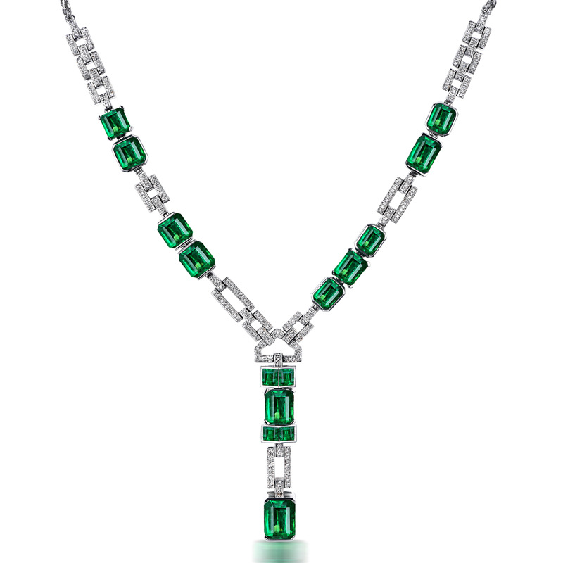 Handmade Lab Emerald Diamond Chocker Necklace 925 Sterling Silver Party Wedding Pendants Necklace For Women Engagement Jewelry