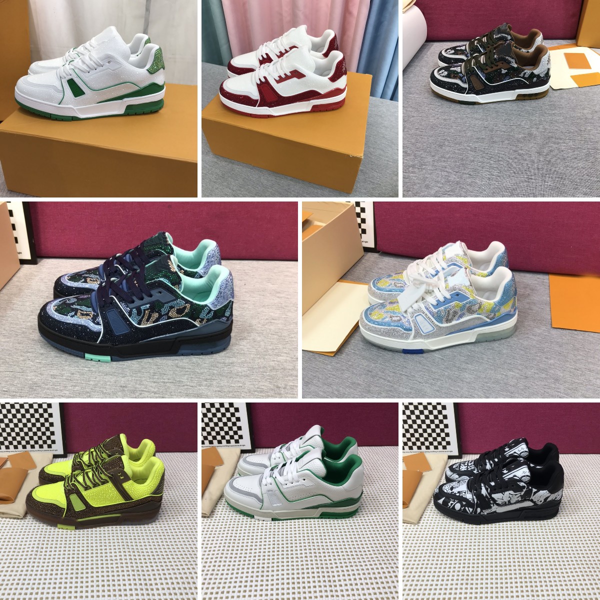 Trainer Sneaker Men Causal Shoes Designer shoe Embossed Leather Sneakers Lace Up Platform Sole Flat Virgil Triple White Pink Black Green Yellow Denim Sneakers, Colour 7
Trainer Sneaker Men Causal Shoes Designer shoe Embossed Leather Sneakers Lace Up Platform Sole Flat Virgil Triple White Pink Black Green Yellow Denim Sneakers, Colour 7