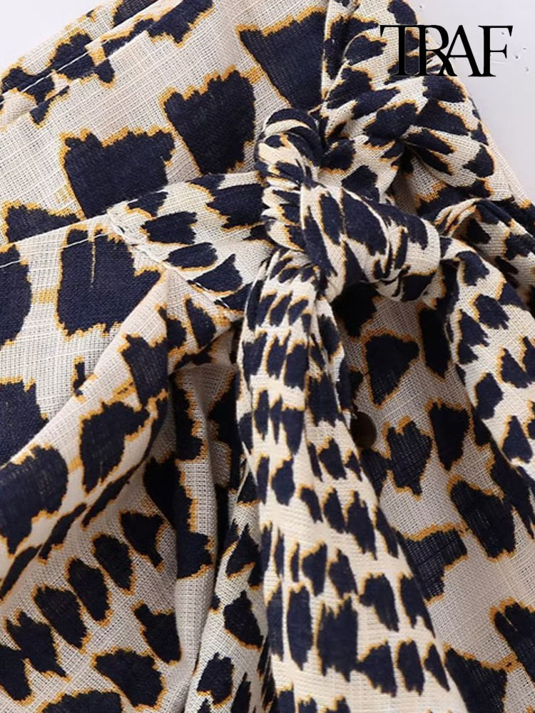 Skirts TRAF Women Fashion With Beaded Print Wrap Mini Skirt Vintage High Waist Back Zipper Female Mujer 230508