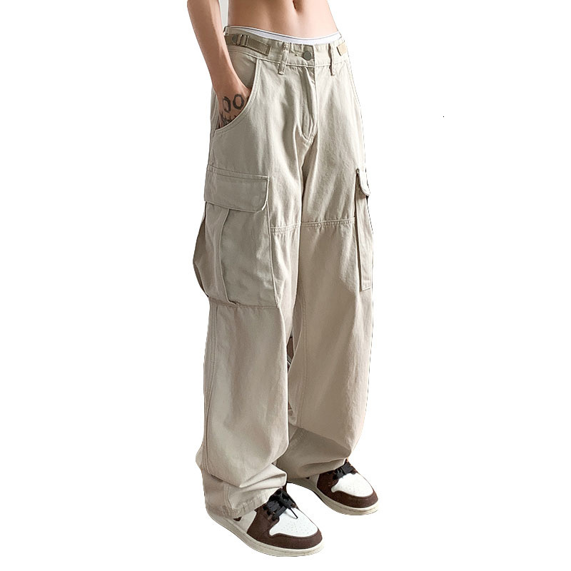 Men's Pants Japanese work pants men's summer thin large pocket straight tube cityboy fashion fried Street handsome floor length pants mens 2