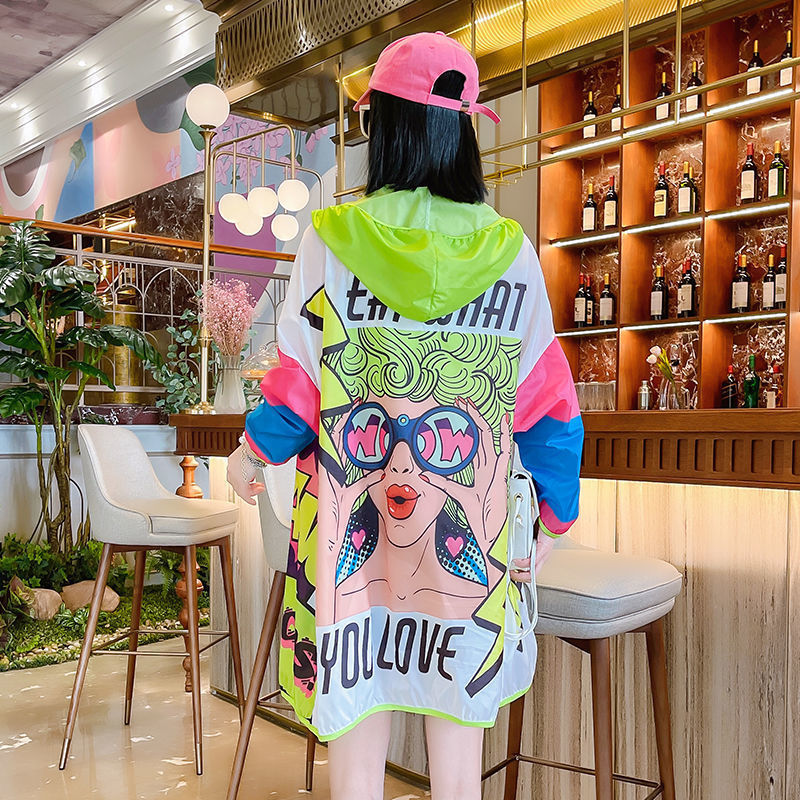 Women's Jackets Summer Thin Sun Protection Clothing Jacket Women Fashion Print Casual Zipper Lightweight Breathable Hooded Jackets Coats J366 230