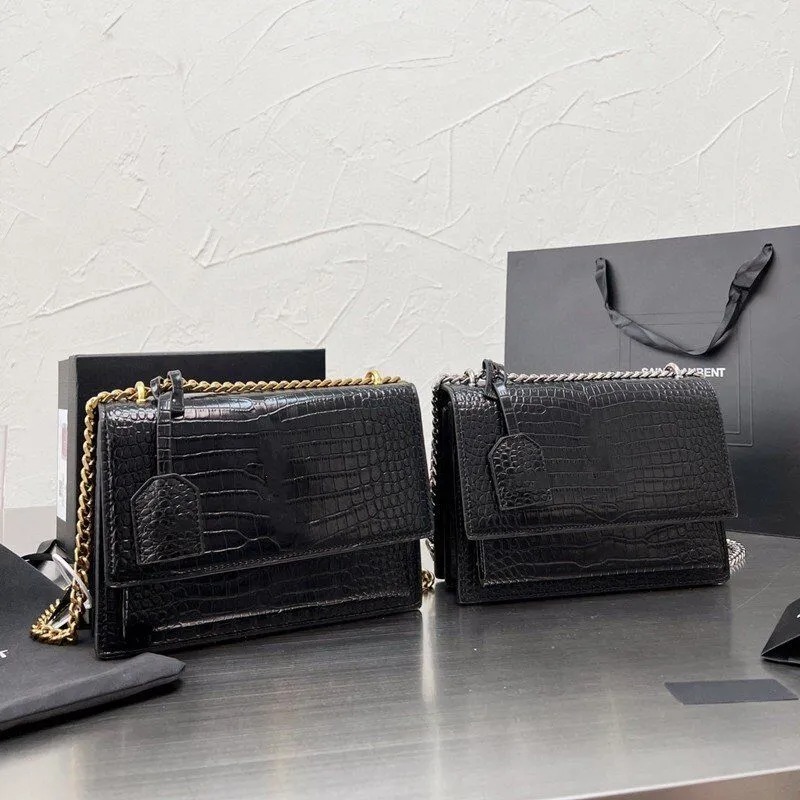 Cross body yslity sunset luxury designer Messenger envelope Leather fashion gold sliver chain bags handbag shoulder flap pochette Evening bag, 5#