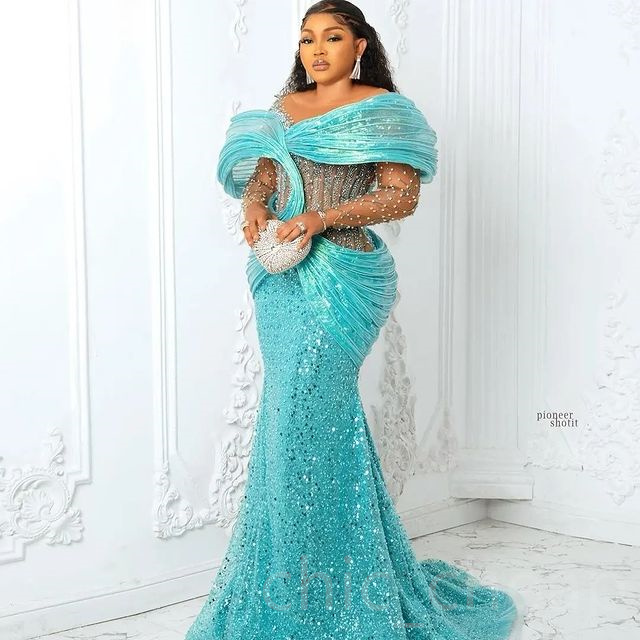 May 2023 Aso Ebi Urious Mermaid Prom Beaded Sequined Lace Evening Formal Party Second Reception Birthday Engagement Gowns Dress Robe De Soiree Zj194 0