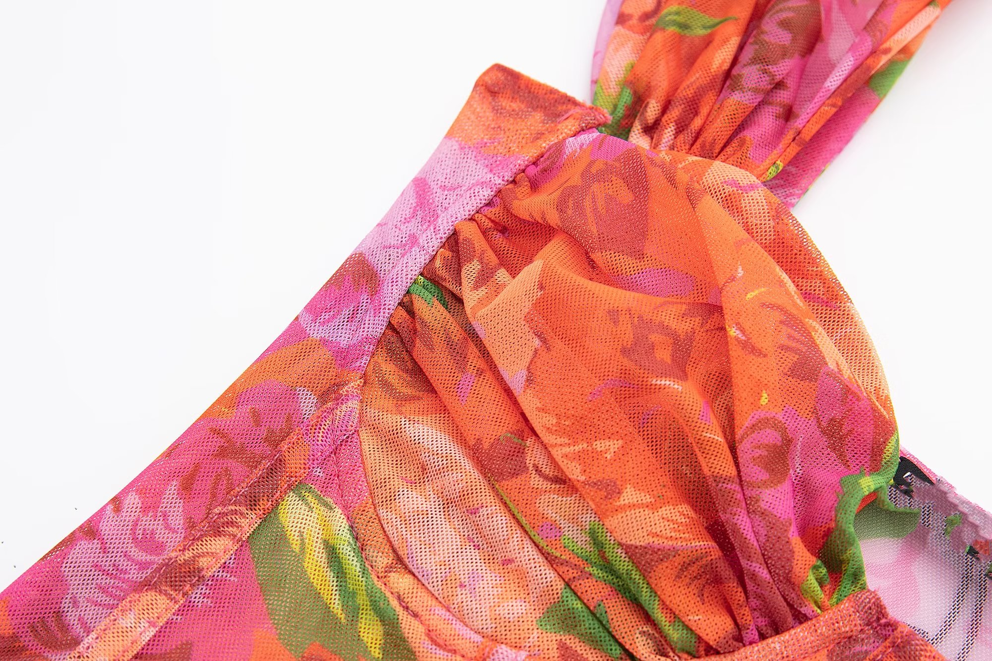 Womens holiday print flowers tanks gauze fabric stretchy sexy spaghetti strap bustier short high waist camis SML