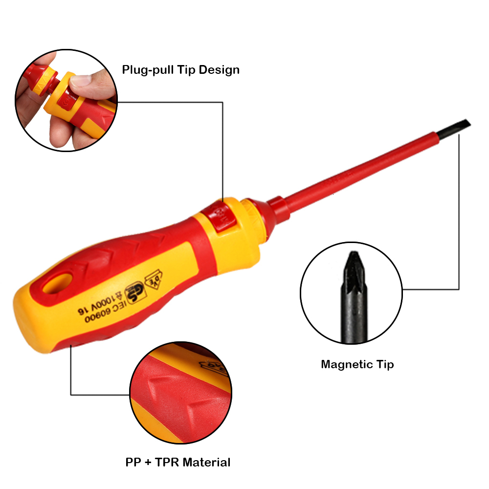 Screwdrivers Onnfang 13 Pcs VDE Insulated Screwdriver Set CR-V Voltage 1000V Magnetic Phillips Slotted Torx Screwdriver Durable Hand Tools 230508