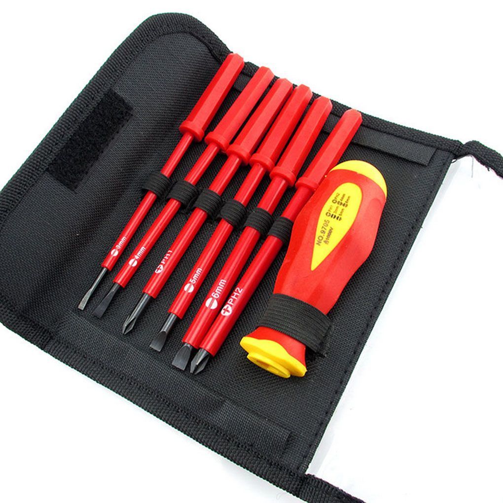 Screwdrivers 7pcs Insulated Screwdriver Set Electrician Screwdrivers 1000V High Voltage Resistant Wear-resistant Hand Tools Bolt Driver 230508