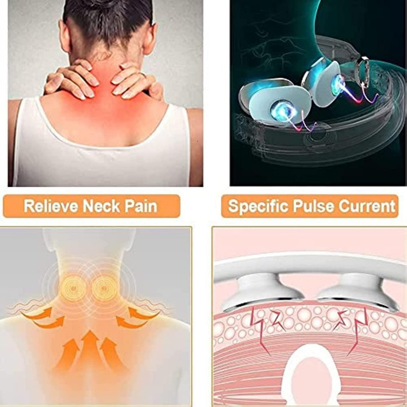 Back Massager Portable Cervical Spine Massager EMS Neck Acupoints Lymphactivity Massage Equipment Lymphatic Drainage Machine for Pain Relief 230506