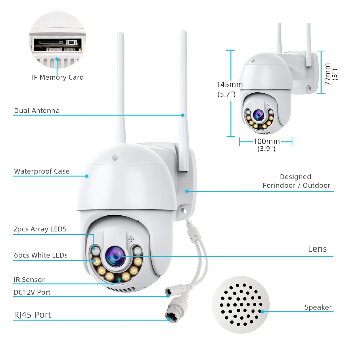 8MP 5MP Wifi IP Cameras Outdoor 1080P Surveillance PTZ Cam Security Protection CCTV Auto Two Way Audio camara vigilancia Iptv