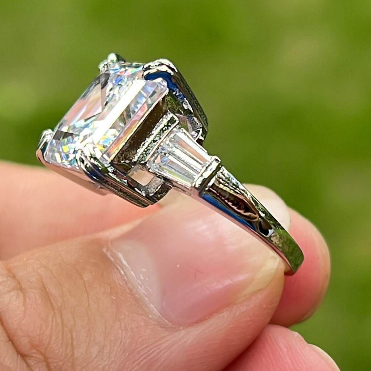 Unique Brand Wedding Rings Luxury Jewelry 925 Sterling Silver Square Cut White Topaz CZ Diamond Gemstones Party Eternity Women Engagement Band Ring Gi