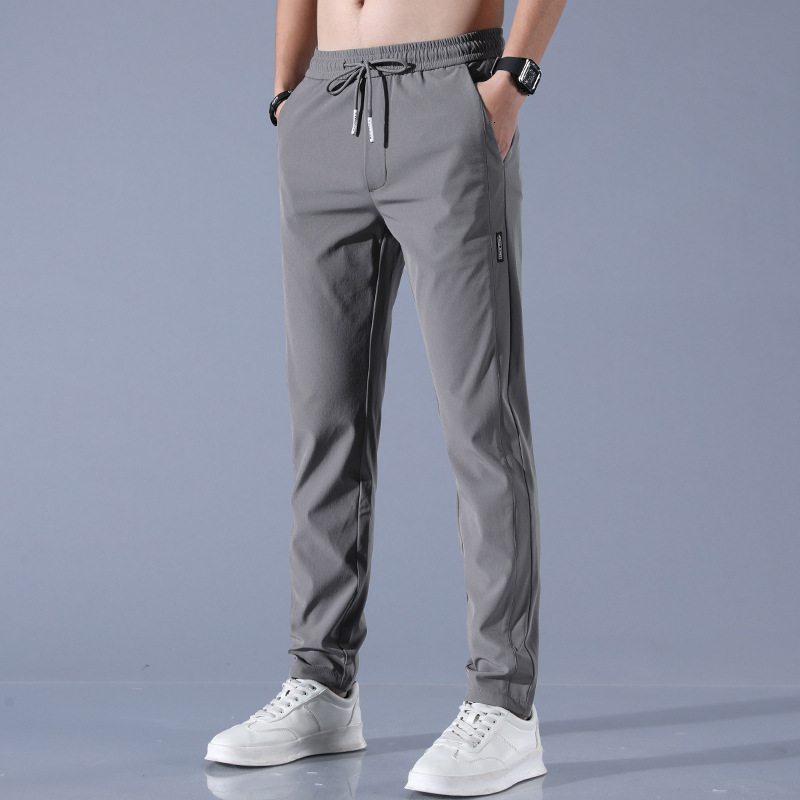 Men's Pants Men's Ice Silk Trousers Solid Color Mid-Waist Loose Breathable Straight-Leg Casual Pants Thin Quick-Drying Sports Pants 230508