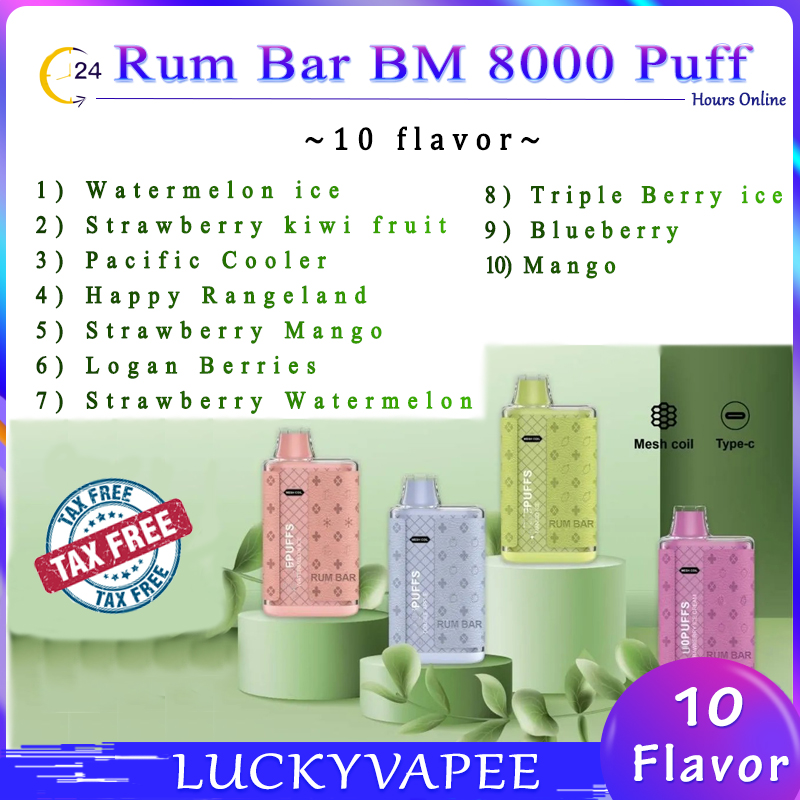Original Rum Bar BM 8000 Puffs Disposable Vape Device 18ML e-Liquid Mesh Coil Airflow Adjustable Type-C Rechargeable Leather Patch Design Mods
Original Rum Bar BM 8000 Puffs Disposable Vape Device 18ML e-Liquid Mesh Coil Airflow Adjustable Type-C Rechargeable Leather Patch Design Mods