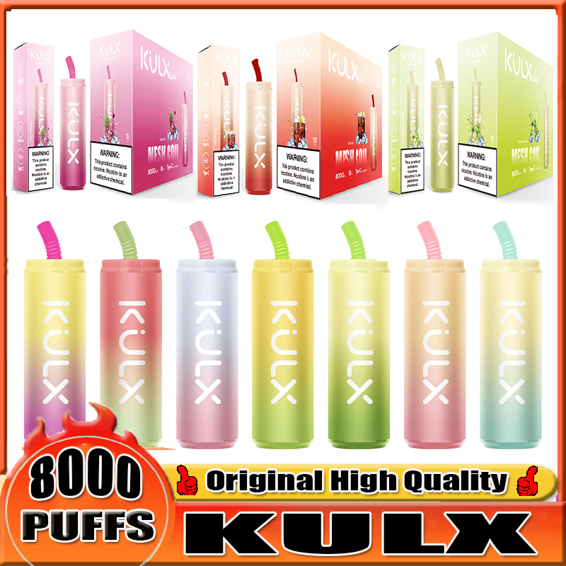 Original Kulx Mesh Coil 8k Puffs 8000 E Cigarette 14 Colors 18ml Rechargeable Disposable Vape Pen Device Pod Smoking Vapes Kit 0% 2% 5% 850Mah Battery
Original Kulx Mesh Coil 8k Puffs 8000 E Cigarette 14 Colors 18ml Rechargeable Disposable Vape Pen Device Pod Smoking Vapes Kit 0% 2% 5% 850Mah Battery