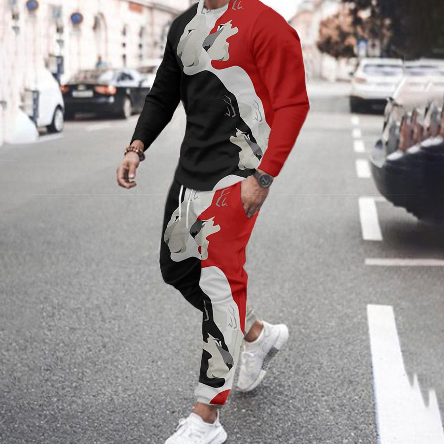 Men's Tracksuits Men Clothes Set Fashion Long Sleeved T ShirtTrousers Casual Tracksuit 2 Piece Suit 3D Printed Male Sportswear Streetwear 230508