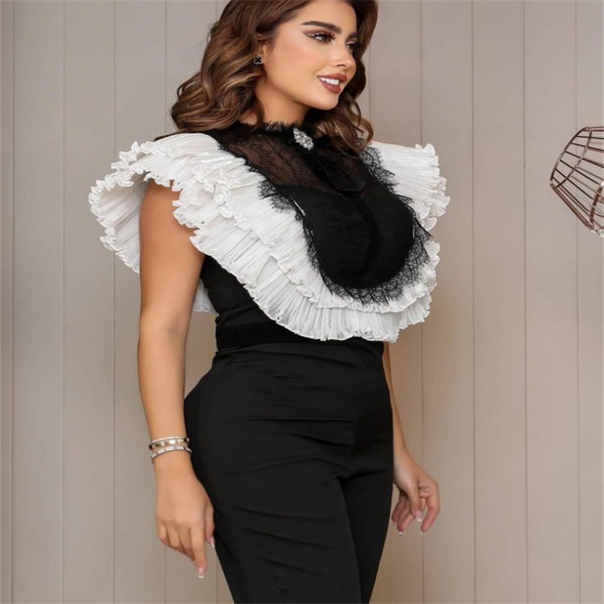 Chic Jumpsuit Prom Dress 2023 Black And White Lace Night Party Satin Evening Dresses Elegant Formal Birthday Party Outfit Gowns Arabic Vestidos De Fie
