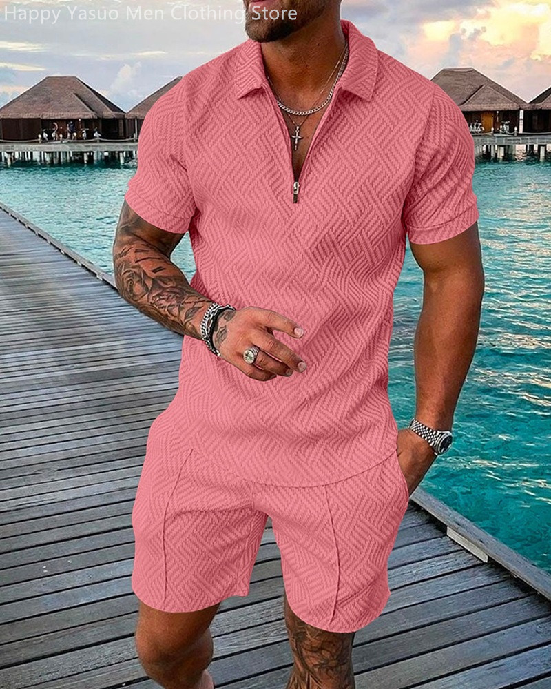 Men's Tracksuits Men's Tracksuit Suit Casual Solid Color Printing Holiday POLO-Shirt Sportswear Fitness Sports 2 Sets Clothes Sweatpants Mal