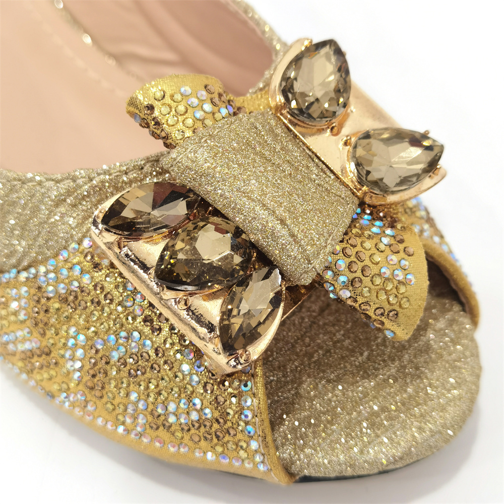 2025 new Sandals 804-Gold Color Bags Match Fashion for Nigeria Bag and set to Women Party Shoes 230506