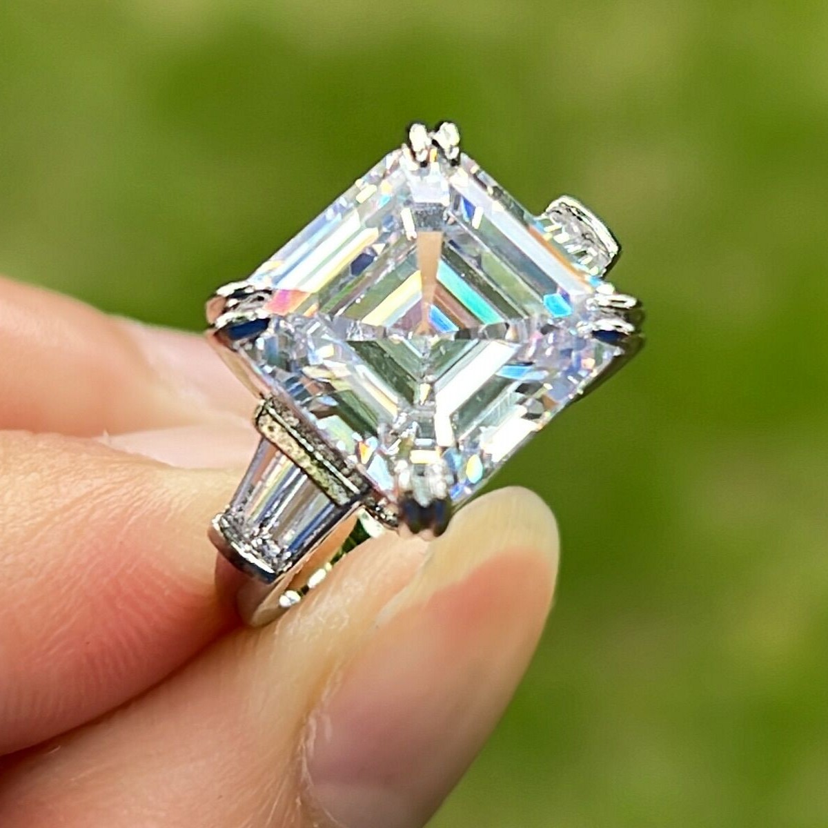 Unique Brand Wedding Rings Luxury Jewelry 925 Sterling Silver Square Cut White Topaz CZ Diamond Gemstones Party Eternity Women Engagement Band Ring Gi