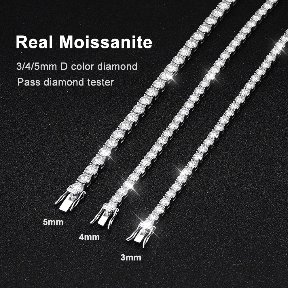 Chain KNOBSPIN D VVS1 Tennis Bracelet Original s925 Sterling Silver Plated 18k White Gold with GRA Bracelets for Women Man 230506