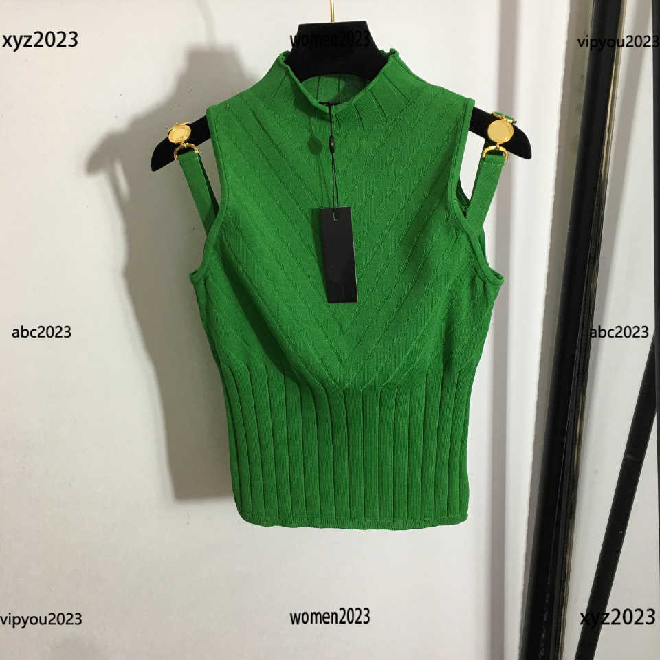 high quality Camis Women Knits Tees Slim fitting standing neck knitted tank tops Metal buckle shoulder strap T Shirts, #2
high quality Camis Women Knits Tees Slim fitting standing neck knitted tank tops Metal buckle shoulder strap T Shirts, #2