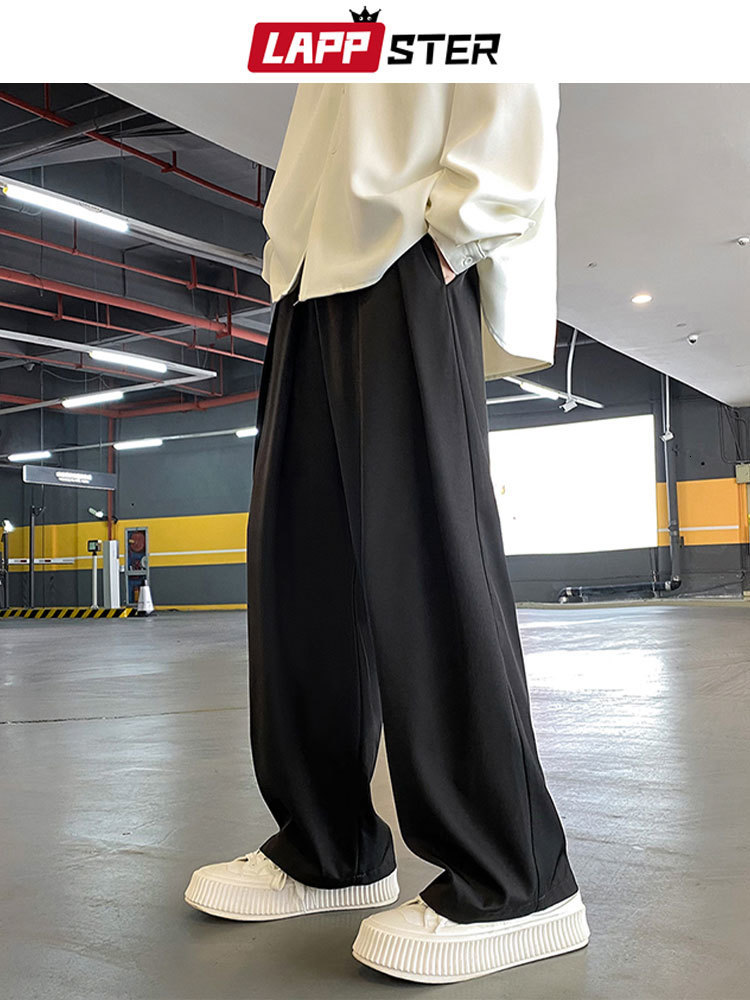 Men's Pants LAPPSTER Men Korean Fahions Wide Leg Pants Mens Black Loose Casual Harem Pants Japanese Streetwear Joggers Sweatpants 5XL 230508