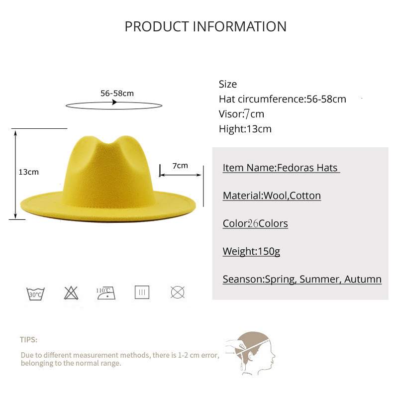 Wide Brim Hats Bucket Hats Simole fedora hats women men wide brim Thick gold chain band felted hats jazz cap winter autumn panama camel white women ha