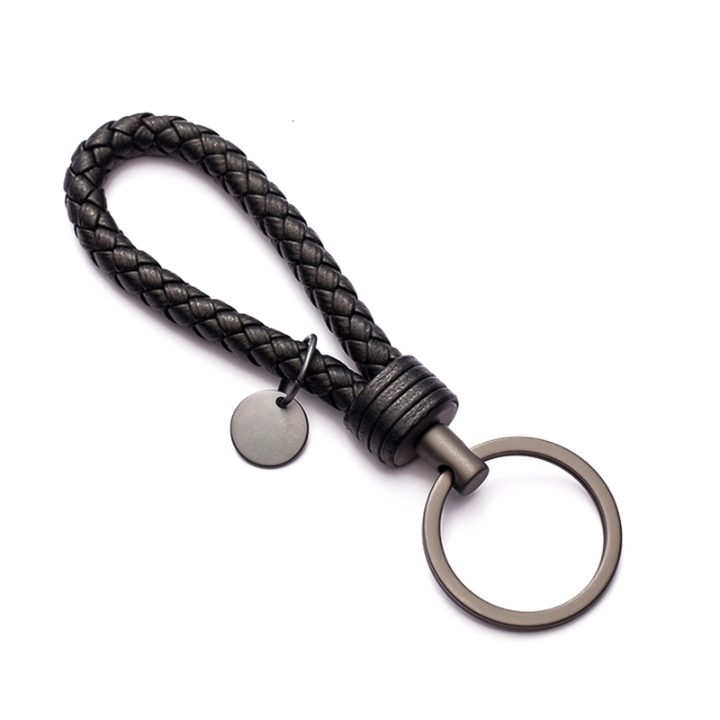 Keychains Lanyards Handmade Braid Real Sheepskin Leather Woven Rope Keychain Wrist Rope Couple Key Chain Llavero Key Ring Key Holder Car Pendant 23050