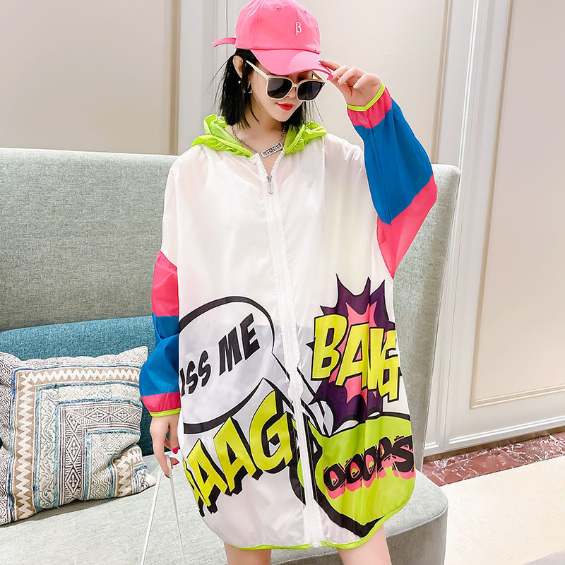 Women's Jackets Summer Thin Sun Protection Clothing Jacket Women Fashion Print Casual Zipper Lightweight Breathable Hooded Jackets Coats J366 230