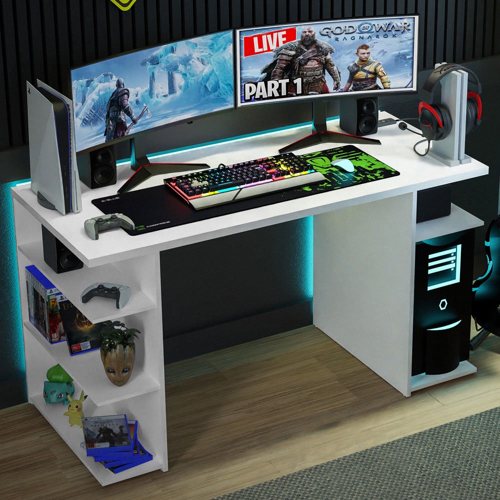 53 inch Gaming Computer Desk with Shelves, Home Office Desk Writing Workstation, Wood - White
53 inch Gaming Computer Desk with Shelves, Home Office Desk Writing Workstation, Wood - White