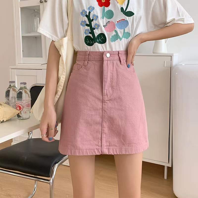 Skirts JMPRS Fashion Solid Demin Mini Women Summer Korean Causal Jean Short Female Y2K Purple Faldas Mujer 5xl 230506