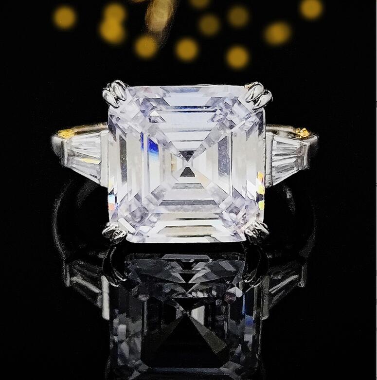 Unique Brand Wedding Rings Luxury Jewelry 925 Sterling Silver Square Cut White Topaz CZ Diamond Gemstones Party Eternity Women Engagement Band Ring Gi