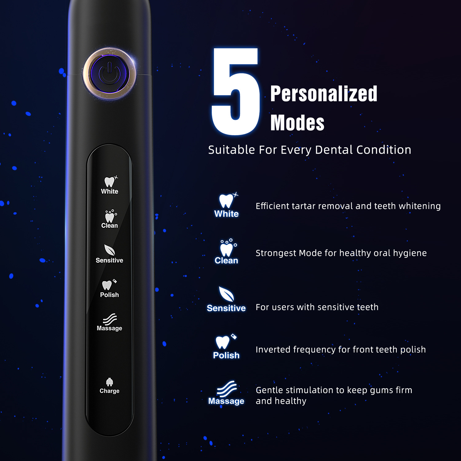 Other Oral Hygiene Electric Sonic Toothbrush USB Rechargeable Adult Waterproof Electronic Tooth Brushes Replacement Heads Travel Set 230508