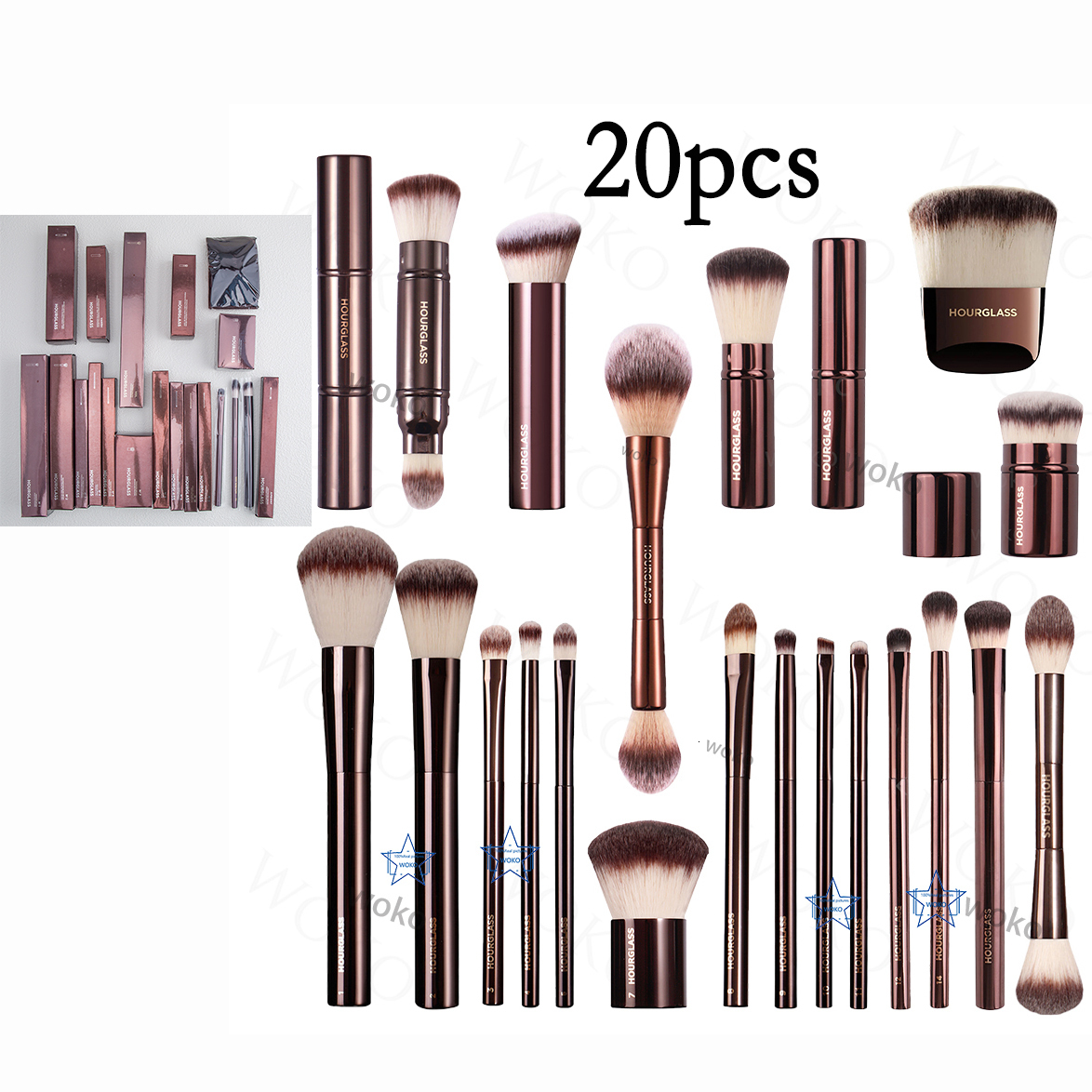 Makeup Tools hourglass 3/20pc Powder Foundation Makeup Brush set Kabuki Contour Cream Blush Bronzer Makeup Eyeshadow Eyeliner Smudge Brush 230508