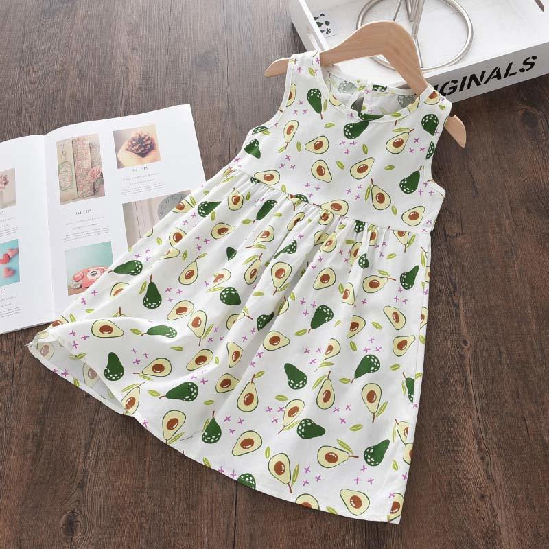 Girls Dresses Bear Leader Summer Girls Dress Casual Princess Dresses Sleeveless Print Flower Costumes Kids Vestidos Cotton Floral Dress 27Y 230506