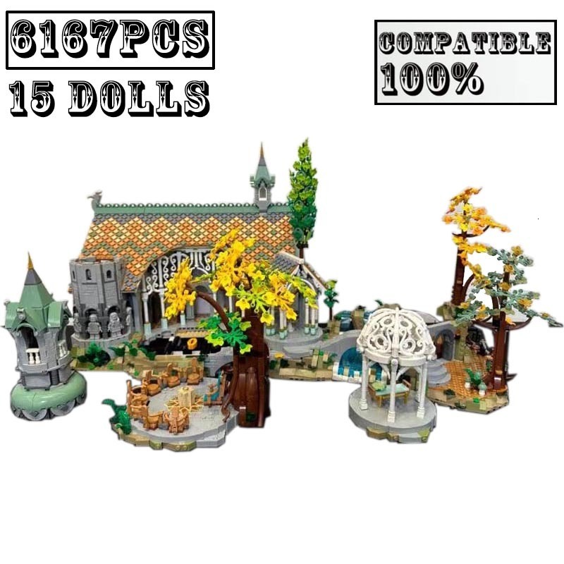 

Soldier Trilogy Rivendel Elven Kingdom Fit 10316 Medieval Castle Blocks Movie Scene War Model Educational Toy for Kid Birthday Gifts 230508, Multicolor
