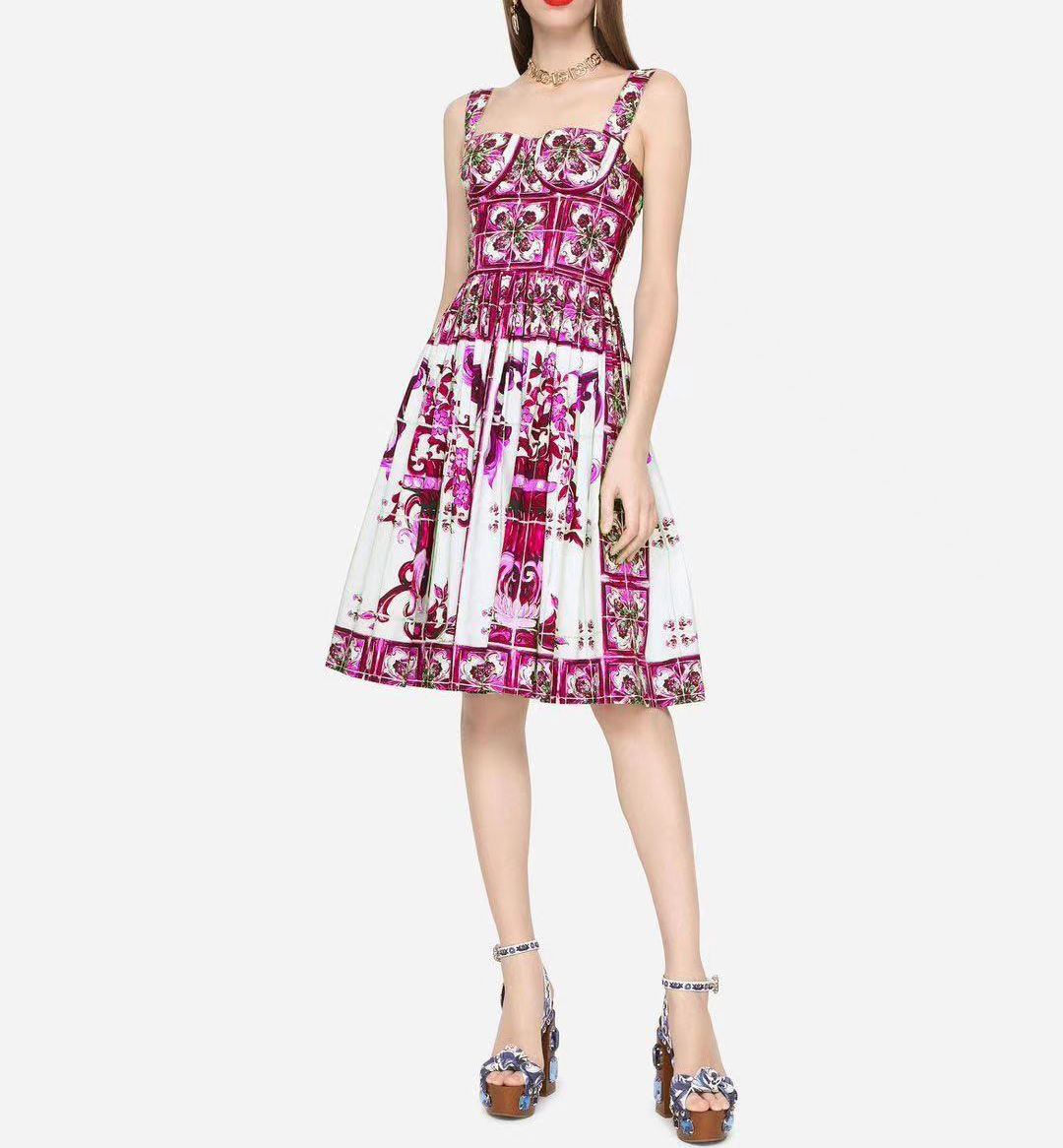 Designer dress womens designer clothing dress dresses for woman red porcelain printed sleeveless dresses birthday dresses summer dress designer dresses