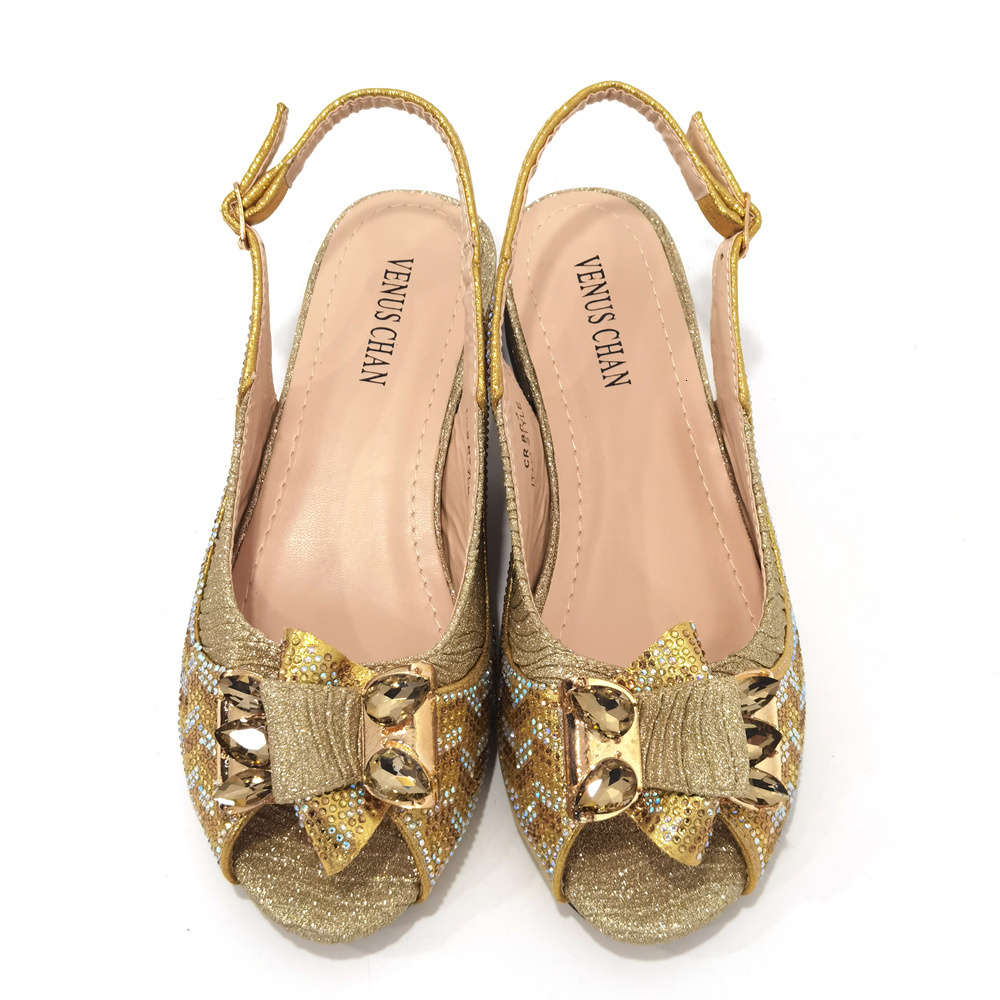 2025 new Sandals 804-Gold Color Bags Match Fashion for Nigeria Bag and set to Women Party Shoes 230506